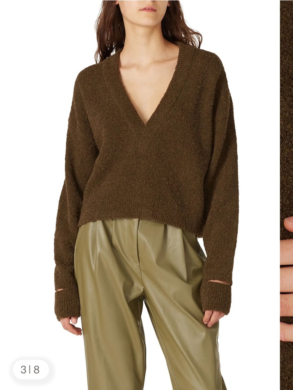Tibi Airy Alpaca Split cuff v-neck sweater